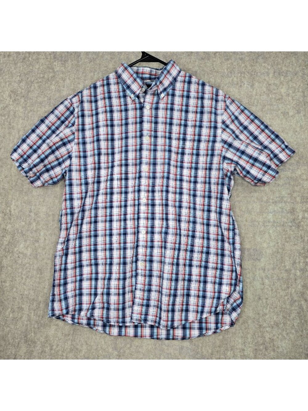 Lands End Mens Plaid Short Sleeve Button-Down Shirt Size M Traditional Fit